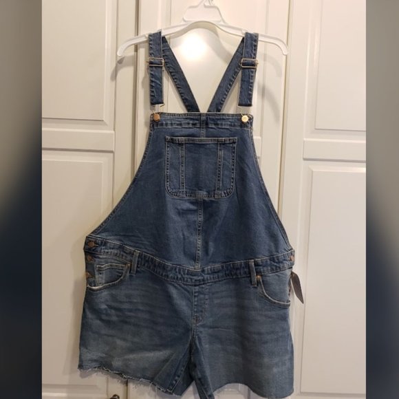 Isabel Maternity Denim Romper Overall Shorts - Maternity sz 14 - NEW - Picture 1 of 5
